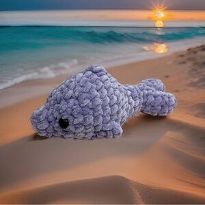 Handmade Crochet Baby Dolphin Plushie Purple